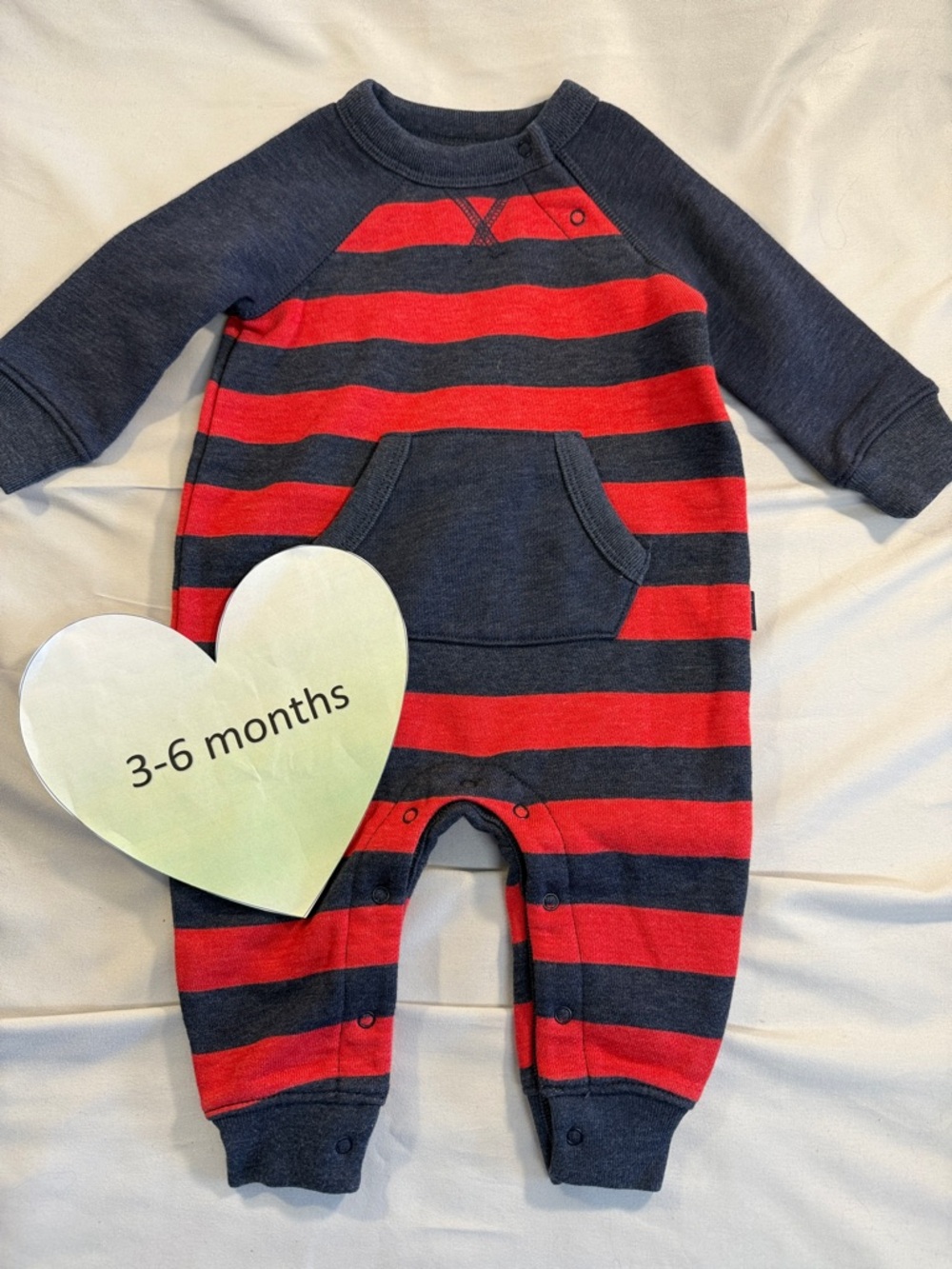 GAP - LIKE NEW - Red and Navy Striped Kids Footie Romper/jumpsuit
